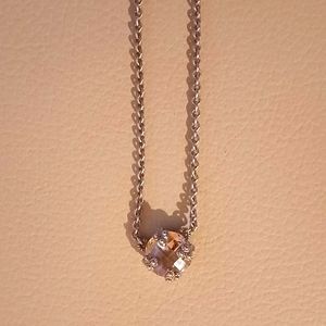 Judith Ripka Silver Pink Quartz Crystal Necklace
